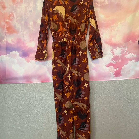 LUCY and YAK maroon corduroy CELESTIAL Eddie jumpsuit SMALL - Picture 2 of 5